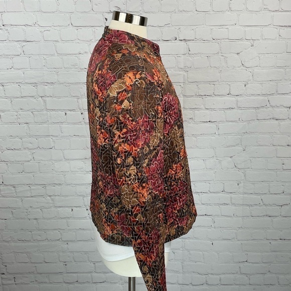 Christopher & Banks Floral/Leaf Pattern Mandarin Collar Blazer Size Large - Picture 6 of 13